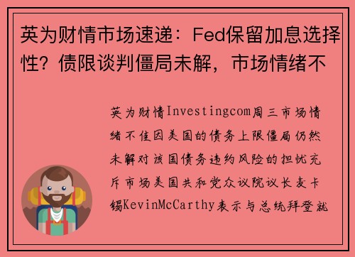 英为财情市场速递：Fed保留加息选择性？债限谈判僵局未解，市场情绪不安 提供者 Investingcom